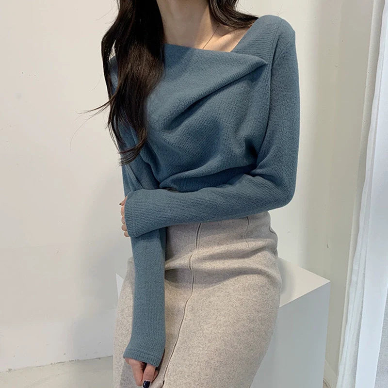 アシンメトリードレープニット