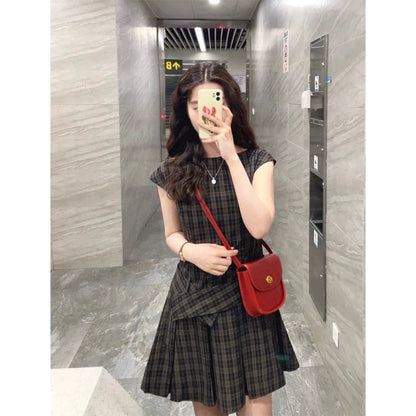 ウエストシェイプチェックミニワンピース