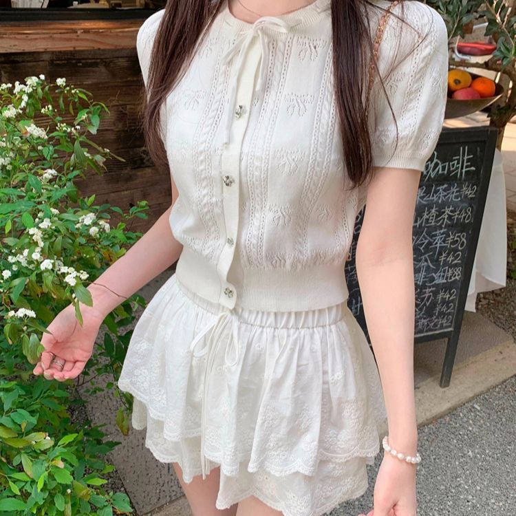 ガーリーサマーニットトップス