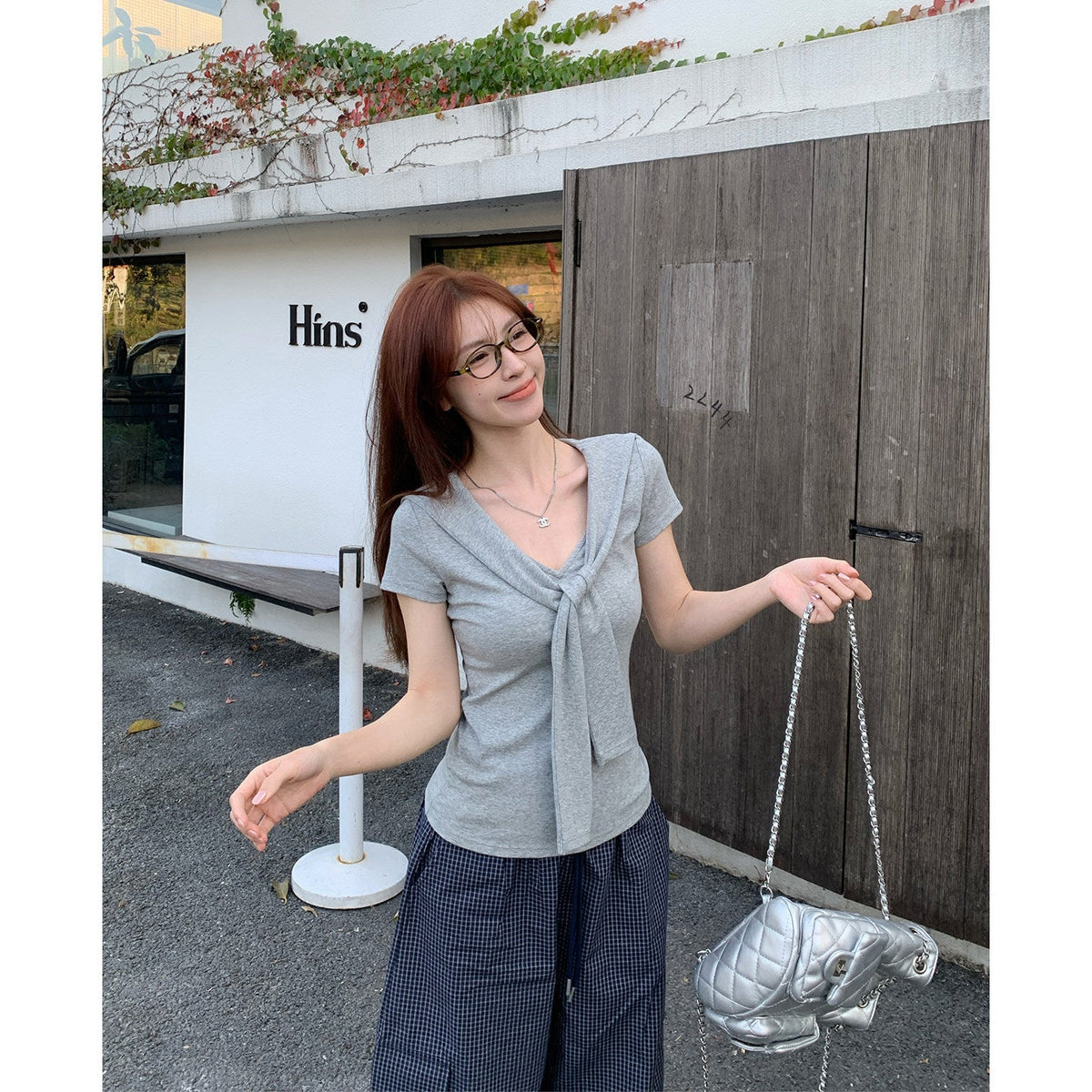 ショルダーリボンフェミニンカットソー